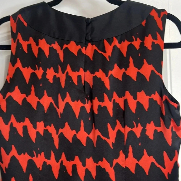 Milly of New York Retro 100% Silk Orange and Black Lined Shift Dress. Size 8. - Picture 9 of 13
